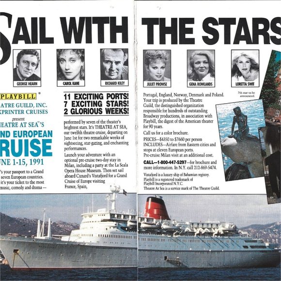 Sail with Stars Playbill Cruise AD Hearn Kane 1990s Vintage Print 2 PAGE 11 in - Picture 2 of 2
